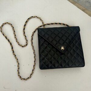Vintage Jay Herbert Quilted Black Leather Crossbody Pruse